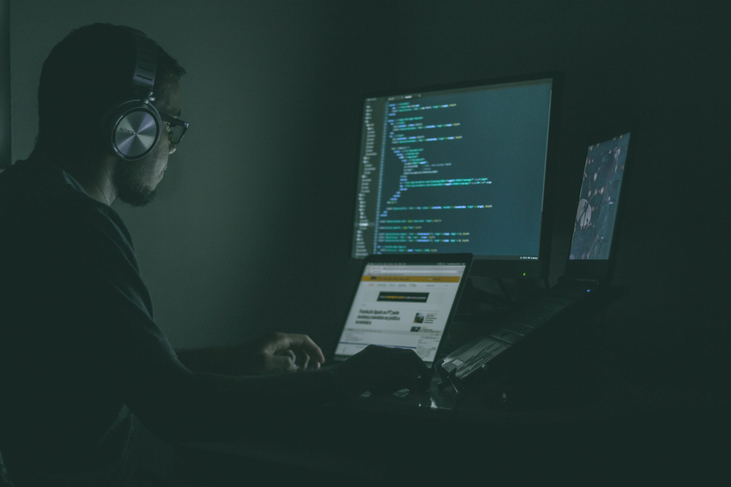Hacker working on a fake news